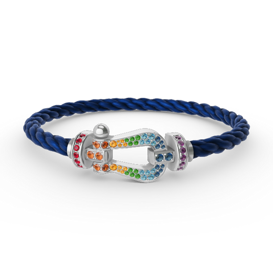 [Joyas Regalia]Pulsera FORC de diamantes de color herradura grande en plata