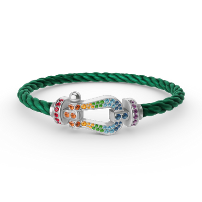 [Joyas Regalia]Pulsera FORC de diamantes de color herradura grande en plata