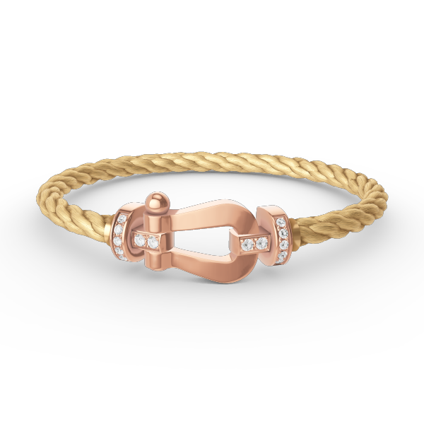 [Joyas Regalia] PULSERA FORCE DE MEDIO DIAMANTE CON HERRADURA GRANDE EN ORO ROSA
