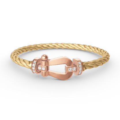 [Joyas Regalia] PULSERA FORCE DE MEDIO DIAMANTE CON HERRADURA GRANDE EN ORO ROSA