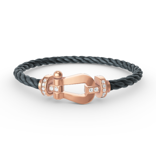 [Joyas Regalia] PULSERA FORCE DE MEDIO DIAMANTE CON HERRADURA GRANDE EN ORO ROSA
