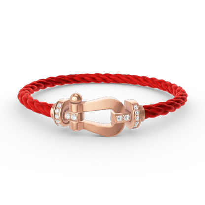 [Joyas Regalia] PULSERA FORCE DE MEDIO DIAMANTE CON HERRADURA GRANDE EN ORO ROSA