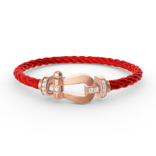 [Joyas Regalia] PULSERA FORCE DE MEDIO DIAMANTE CON HERRADURA GRANDE EN ORO ROSA
