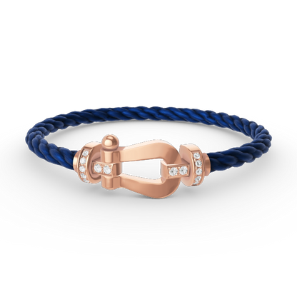 [Joyas Regalia] PULSERA FORCE DE MEDIO DIAMANTE CON HERRADURA GRANDE EN ORO ROSA