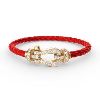 [Joyas Regalia]Pulsera de herradura grande con diamantes en oro.