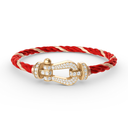 [Joyas Regalia]Pulsera de herradura grande con diamantes en oro.