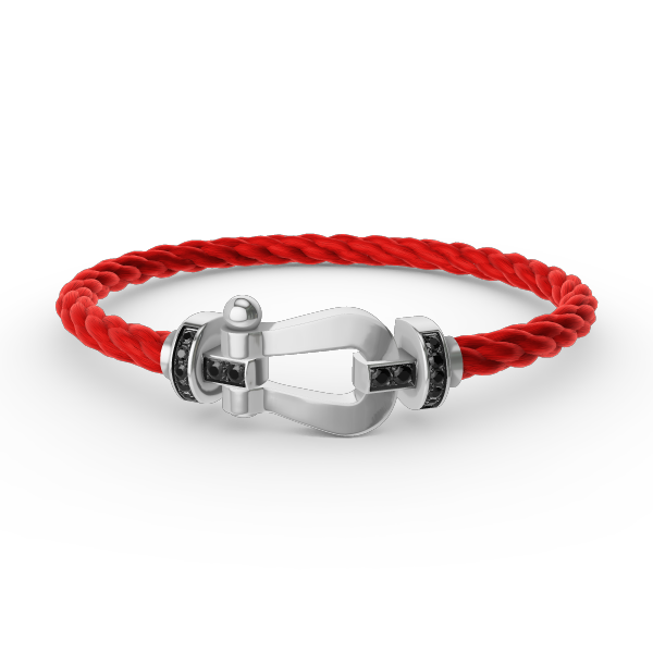 [Joyas Regalia]Pulsera de herradura grande con diamantes negros y plata FORCE