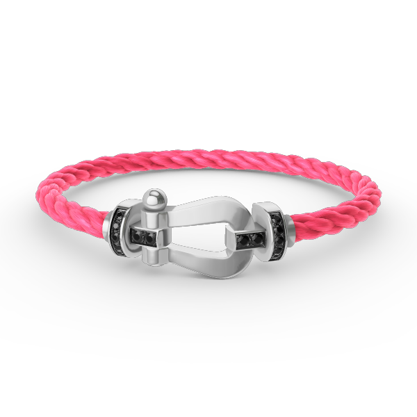[Joyas Regalia]Pulsera de herradura grande con diamantes negros y plata FORCE