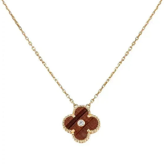 [Regalia jewelry]CLOVER 15MM DIAMOND AND YELLOW TIGER'S EYE AGATE necklace
