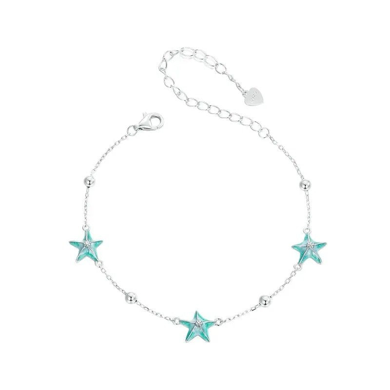 Bracelets à maillons étoile de mer dégradé bleu-vert