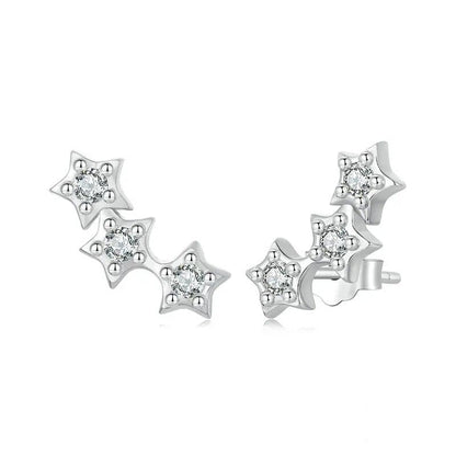 Boucles d'oreilles à tige en argent avec petites étoiles pour femmes et adolescentes