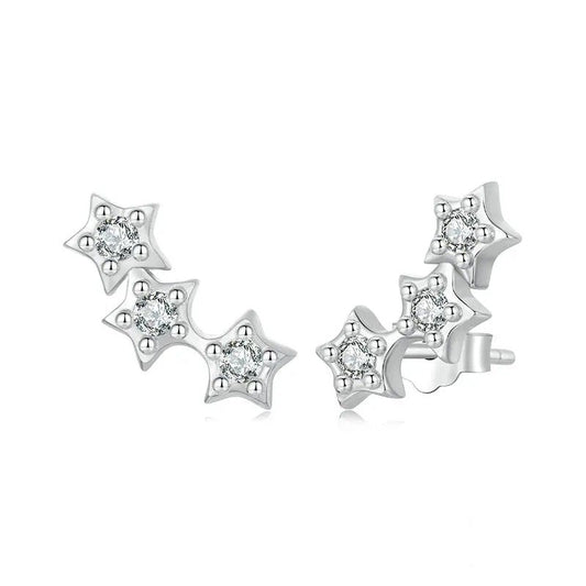 Boucles d'oreilles à tige en argent avec petites étoiles pour femmes et adolescentes