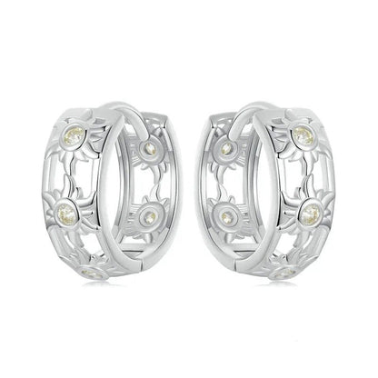 Boucles d'oreilles créoles plaquées or blanc Inifinite Love, légères, pour cartilage