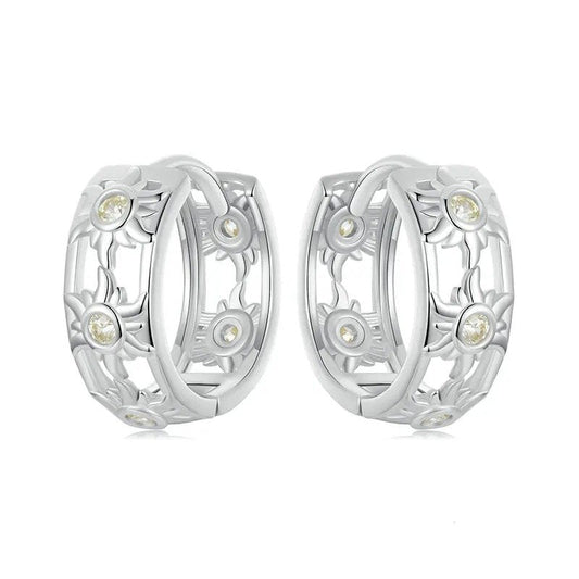 Boucles d'oreilles créoles plaquées or blanc Inifinite Love, légères, pour cartilage