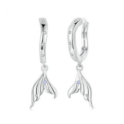 Boucles d'oreilles délicates plaquées or hypoallergéniques en forme de queue de poisson, cadeau SCE1744