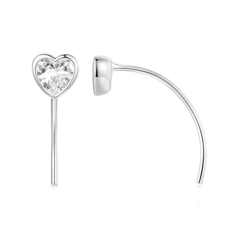 Boucles d'oreilles simples et délicates en forme de cœur pour femme BSE1003