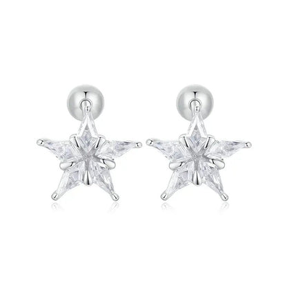 Boucles d'oreilles à tige étoile brillante Boucles d'oreilles en oxyde de zirconium plaqué platine