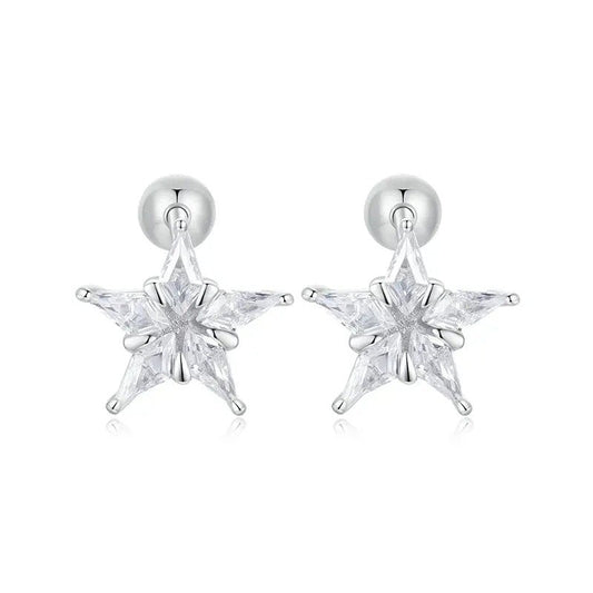 Boucles d'oreilles à tige étoile brillante Boucles d'oreilles en oxyde de zirconium plaqué platine