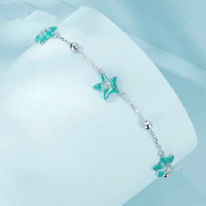 Bracelets à maillons étoile de mer dégradé bleu-vert