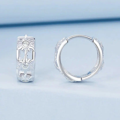 Boucles d'oreilles créoles plaquées or blanc Inifinite Love, légères, pour cartilage