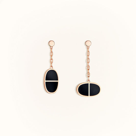 [Bijoux Regalia] BOUCLES D'OREILLES CHAINE VERSO EN CÉRAMIQUE NOIRE