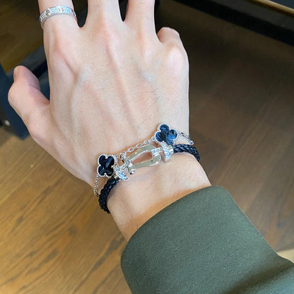 [Regalia jewelry]CLOVER 5 MOTIF PIETERSITE SILVER BRACELET