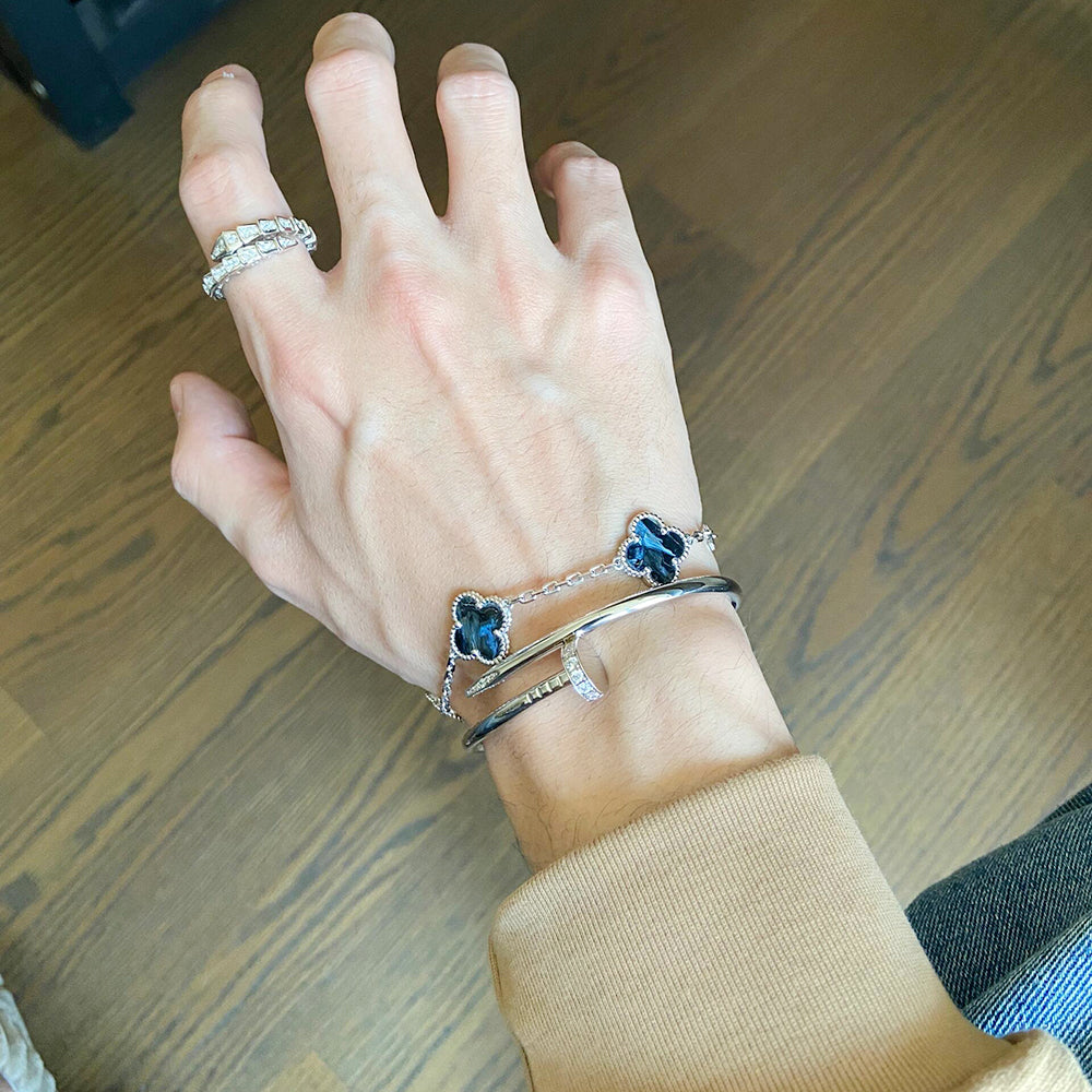 [Regalia jewelry]CLOVER 5 MOTIF PIETERSITE SILVER BRACELET