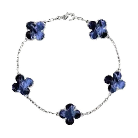 [Regalia jewelry]CLOVER 5 MOTIF PIETERSITE SILVER BRACELET