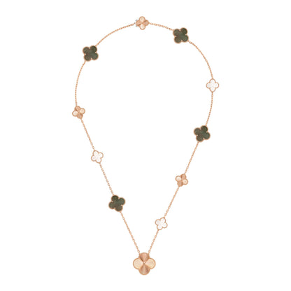 [Regalia jewelry]DETACHABLE CLOVER 15(11+4) FLOWER ROSE GOLD NECKLACE SET