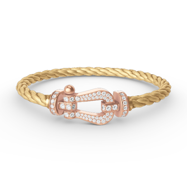 [Joyas Regalia] PULSERA FORCE DE HERRADURA GRANDE CON DIAMANTES EN ORO ROSA
