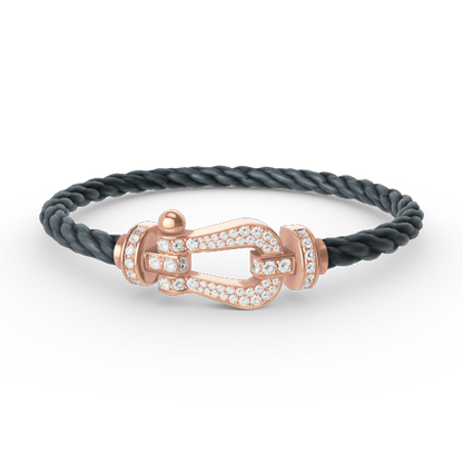 [Joyas Regalia] PULSERA FORCE DE HERRADURA GRANDE CON DIAMANTES EN ORO ROSA