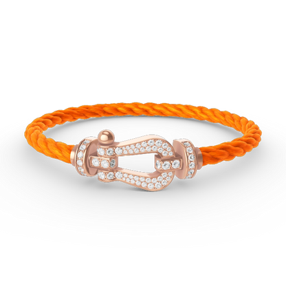 [Joyas Regalia] PULSERA FORCE DE HERRADURA GRANDE CON DIAMANTES EN ORO ROSA