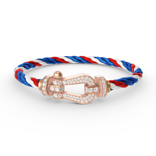 [Joyas Regalia] PULSERA FORCE DE HERRADURA GRANDE CON DIAMANTES EN ORO ROSA