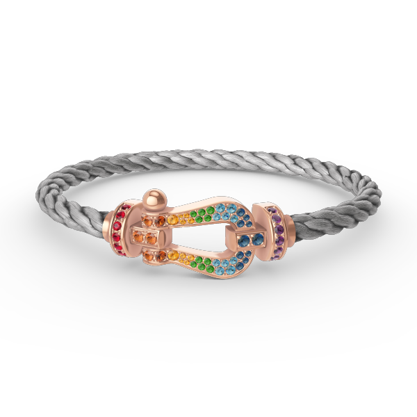 [Joyas Regalia]Pulsera grande Force con diamantes de color herradura en oro rosa