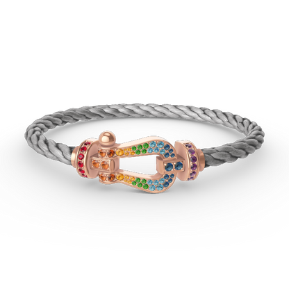 [Joyas Regalia]Pulsera grande Force con diamantes de color herradura en oro rosa