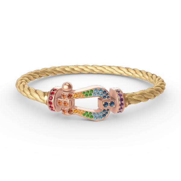 [Joyas Regalia]Pulsera grande Force con diamantes de color herradura en oro rosa