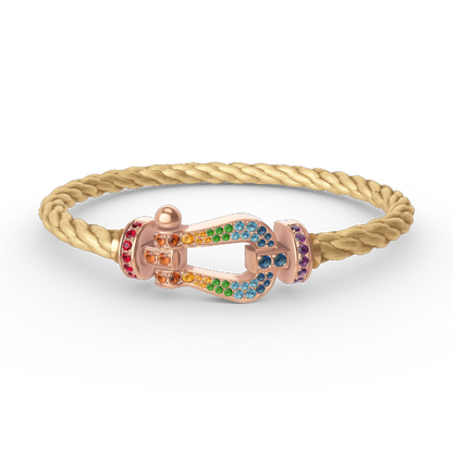 [Joyas Regalia]Pulsera grande Force con diamantes de color herradura en oro rosa