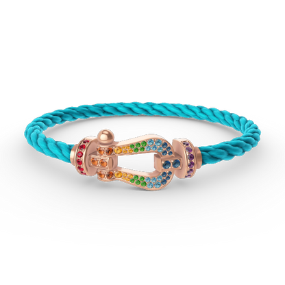 [Joyas Regalia]Pulsera grande Force con diamantes de color herradura en oro rosa
