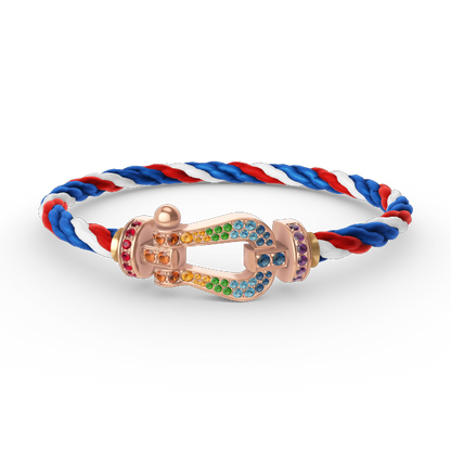 [Joyas Regalia]Pulsera grande Force con diamantes de color herradura en oro rosa