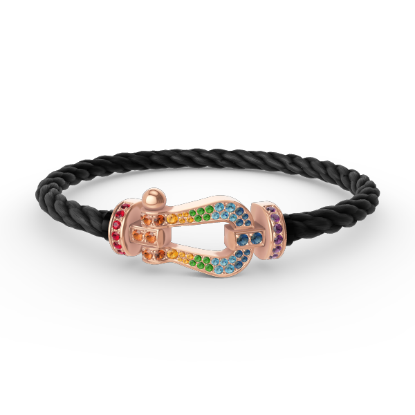 [Joyas Regalia]Pulsera grande Force con diamantes de color herradura en oro rosa