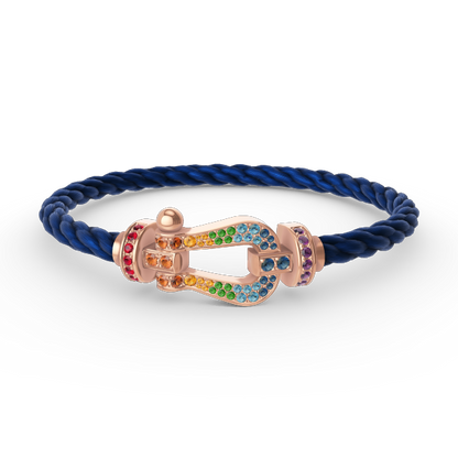 [Joyas Regalia]Pulsera grande Force con diamantes de color herradura en oro rosa