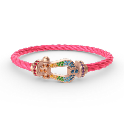 [Joyas Regalia]Pulsera grande Force con diamantes de color herradura en oro rosa