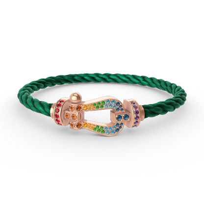 [Joyas Regalia]Pulsera grande Force con diamantes de color herradura en oro rosa