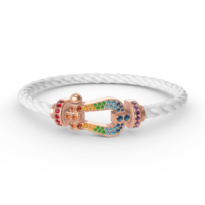 [Joyas Regalia]Pulsera grande Force con diamantes de color herradura en oro rosa