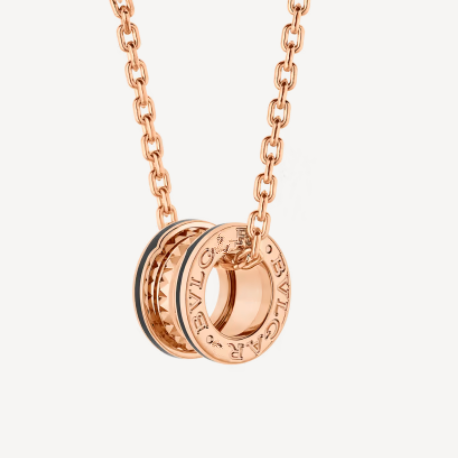 [Regalia jewelry]ZERO 1 ROCK PEDANT PINK GOLD BLACK NECKLACE