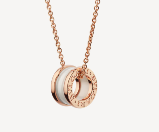 [Bijoux Regalia] COLLIER ZÉRO 1 EN CÉRAMIQUE BLANCHE ET OR ROSE