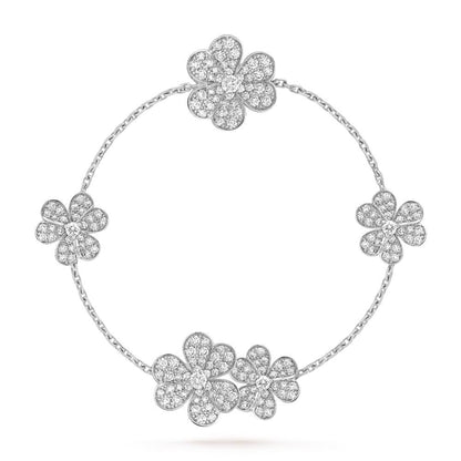 [Joyas Regalia]PULSERA FRIVOLE DE PLATA CON 5 FLORES