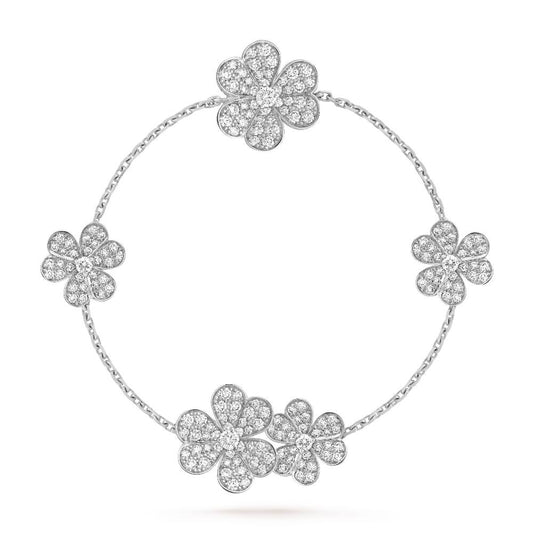 [Joyas Regalia]PULSERA FRIVOLE DE PLATA CON 5 FLORES
