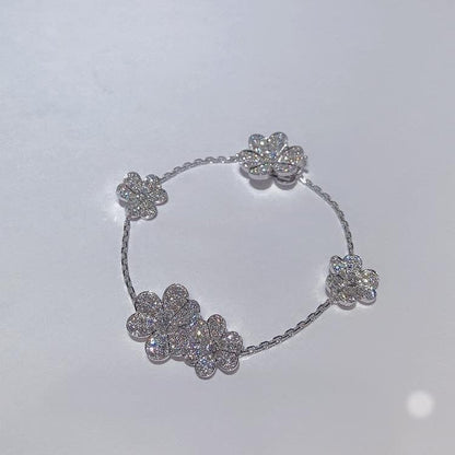 [Joyas Regalia]PULSERA FRIVOLE DE PLATA CON 5 FLORES