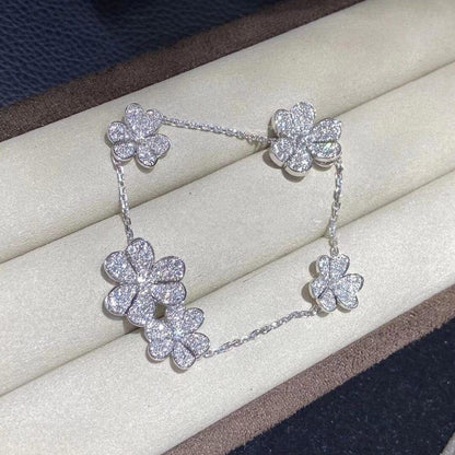 [Joyas Regalia]PULSERA FRIVOLE DE PLATA CON 5 FLORES